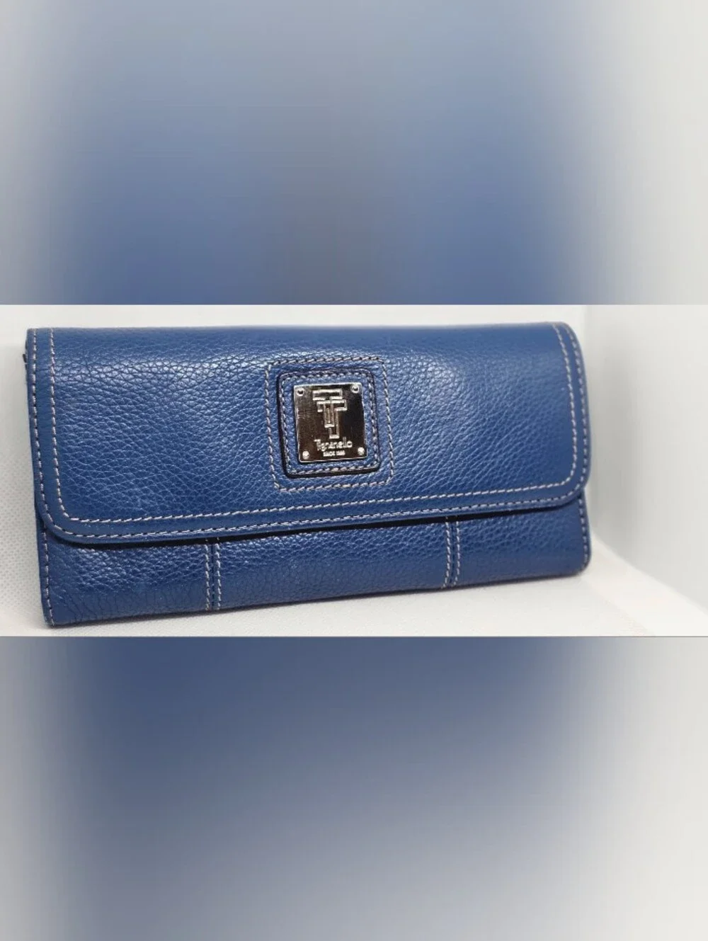 Tignanello Navy Blue Pebble Leather Continental Wallet